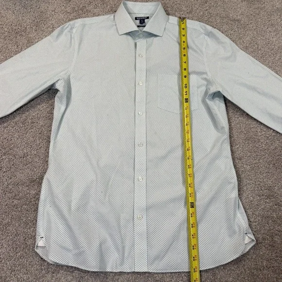 Bonobos Tailored Slim Fit Geometric Dress Shirt Green 16.5 34 Wrinkle Free - Picture 4 of 9